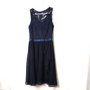Navy Blue Lace & Sheer Cocktail dress